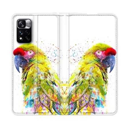 Housse cuir portefeuille Pour Xiaomi Redmi Note 11 Pro / 11 Pro 5G Animal Perroquet Jaune