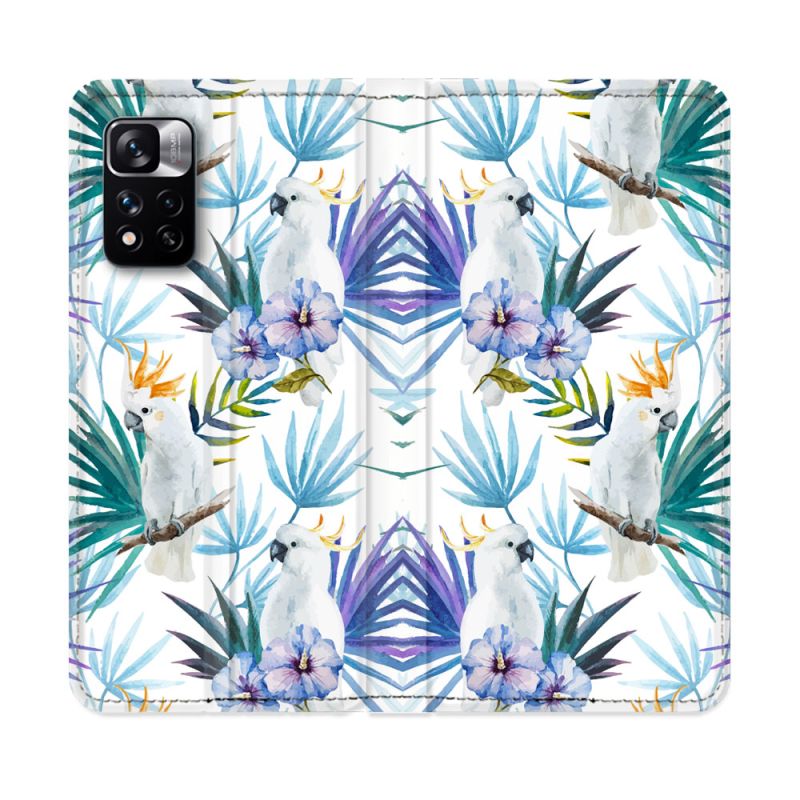 Housse cuir portefeuille Pour Xiaomi Redmi Note 11 Pro / 11 Pro 5G Animal Perroquet Peinture