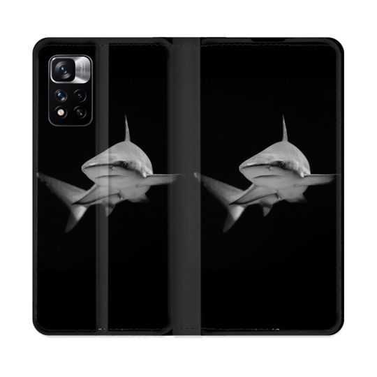 Housse cuir portefeuille Pour Xiaomi Redmi Note 11 Pro / 11 Pro 5G Animal Requin Sombre
