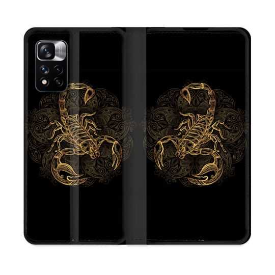 Housse cuir portefeuille Pour Xiaomi Redmi Note 11 Pro / 11 Pro 5G Animal Scorpion Fresque