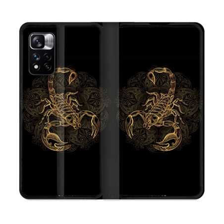 Housse cuir portefeuille Pour Xiaomi Redmi Note 11 Pro / 11 Pro 5G Animal Scorpion Fresque