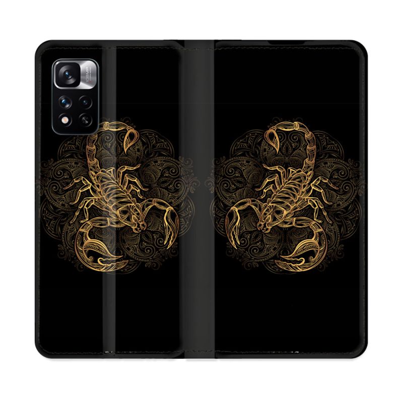 Housse cuir portefeuille Pour Xiaomi Redmi Note 11 Pro / 11 Pro 5G Animal Scorpion Fresque