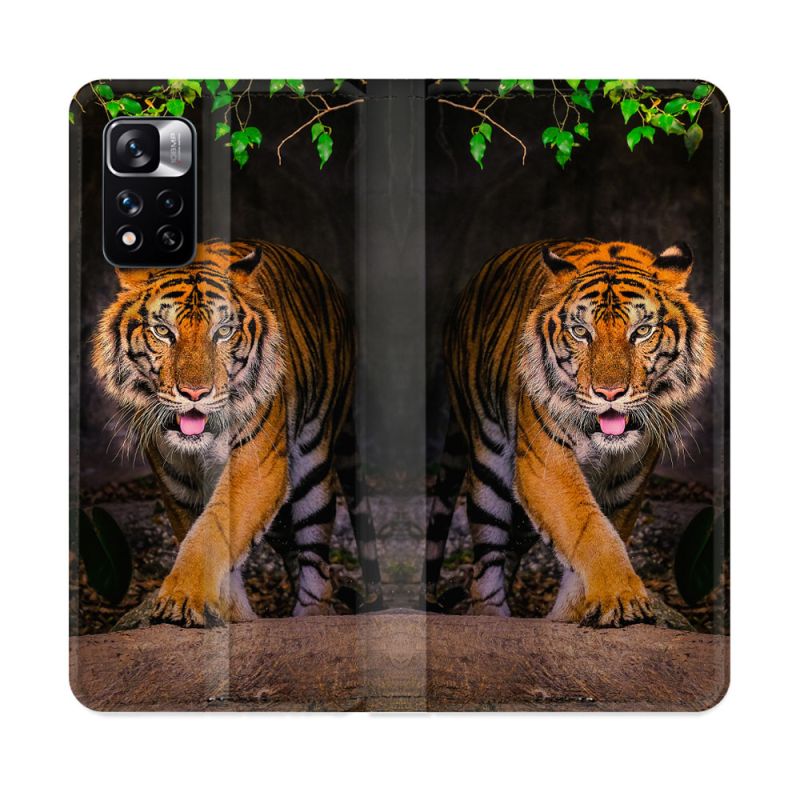 Housse cuir portefeuille Pour Xiaomi Redmi Note 11 Pro / 11 Pro 5G Animal Tigre Jungle