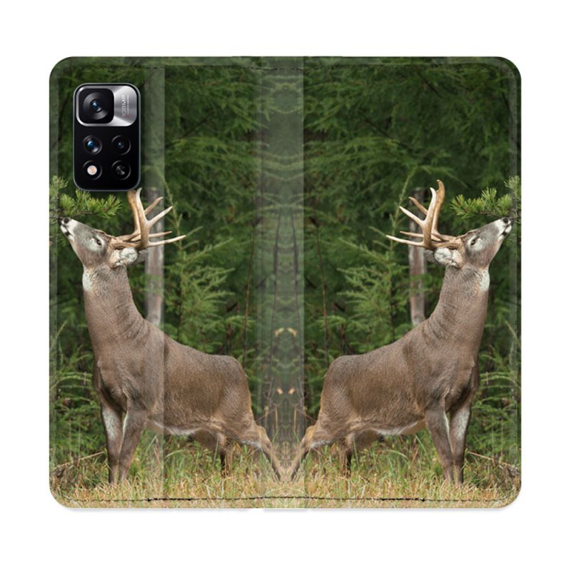 Housse cuir portefeuille Pour Xiaomi Redmi Note 11 Pro / 11 Pro 5G Chasse Cerf