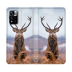 Housse cuir portefeuille Pour Xiaomi Redmi Note 11 Pro / 11 Pro 5G Chasse Chevreuil Montagne