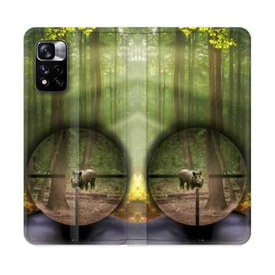 Housse cuir portefeuille Pour Xiaomi Redmi Note 11 Pro / 11 Pro 5G Chasse Sanglier Viseur