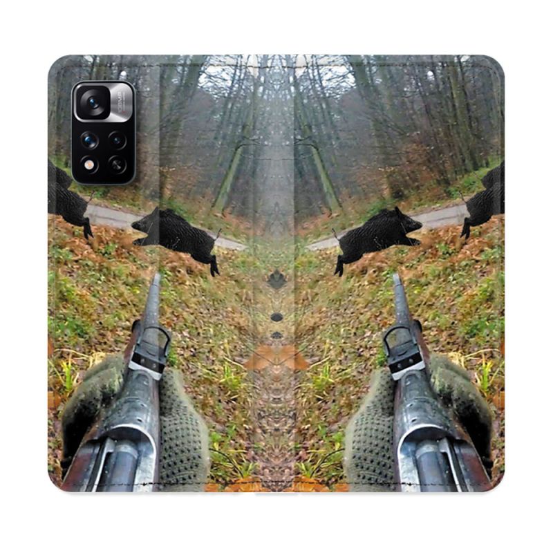Housse cuir portefeuille Pour Xiaomi Redmi Note 11 Pro / 11 Pro 5G Chasse Vision Tir