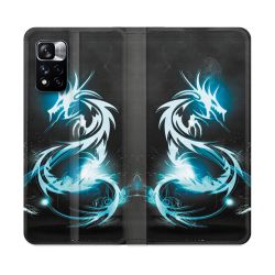 Housse cuir portefeuille Pour Xiaomi Redmi Note 11 Pro / 11 Pro 5G Fantastique Dragon Bleu