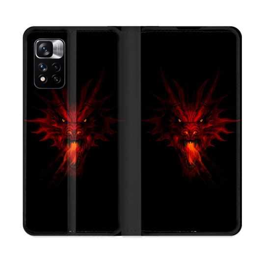 Housse cuir portefeuille Pour Xiaomi Redmi Note 11 Pro / 11 Pro 5G Fantastique Dragon Feu