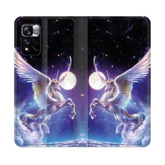 Housse cuir portefeuille Pour Xiaomi Redmi Note 11 Pro / 11 Pro 5G Fantastique Licorne Céleste