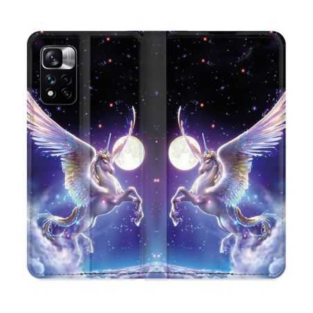Housse cuir portefeuille Pour Xiaomi Redmi Note 11 Pro / 11 Pro 5G Fantastique Licorne Céleste