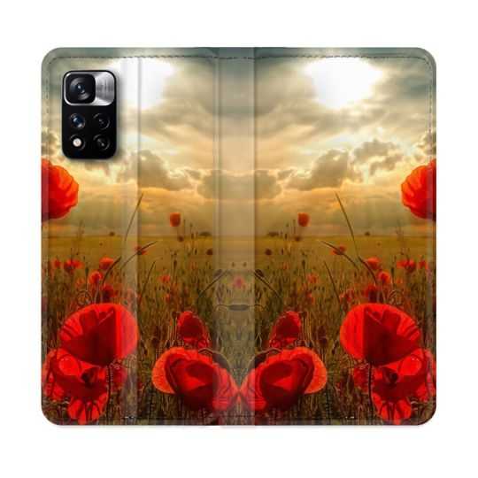 Housse cuir portefeuille Pour Xiaomi Redmi Note 11 Pro / 11 Pro 5G Fleur Housse cuir portefeuillelicot