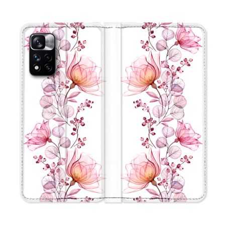 Housse cuir portefeuille Pour Xiaomi Redmi Note 11 Pro / 11 Pro 5G Fleur Eclosion