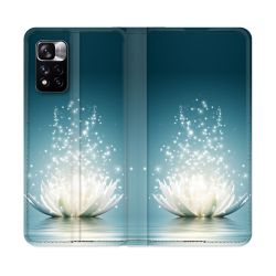 Housse cuir portefeuille Pour Xiaomi Redmi Note 11 Pro / 11 Pro 5G Fleur Lotus Blanc
