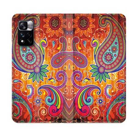 Housse cuir portefeuille Pour Xiaomi Redmi Note 11 Pro / 11 Pro 5G Fleur Psychedelic