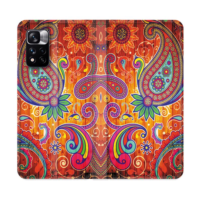 Housse cuir portefeuille Pour Xiaomi Redmi Note 11 Pro / 11 Pro 5G Fleur Psychedelic