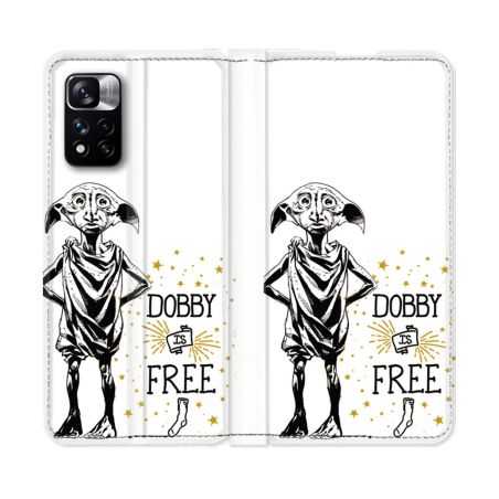 Housse cuir portefeuille Pour Xiaomi Redmi Note 11 Pro / 11 Pro 5G Harry Potter Dobby Free Blanc