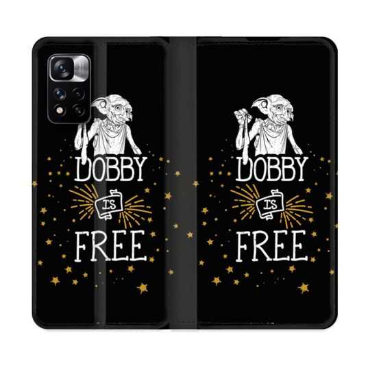 Housse cuir portefeuille Pour Xiaomi Redmi Note 11 Pro / 11 Pro 5G Harry Potter Dobby Free Noir