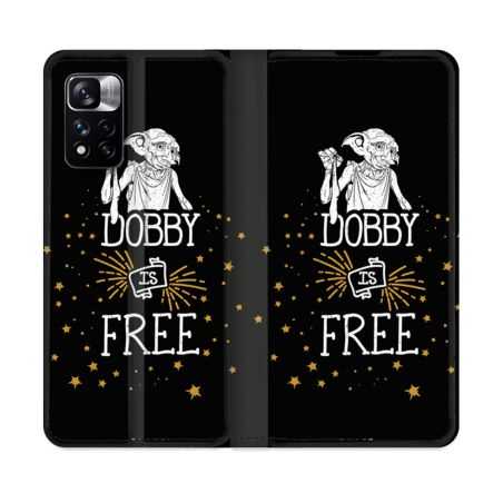 Housse cuir portefeuille Pour Xiaomi Redmi Note 11 Pro / 11 Pro 5G Harry Potter Dobby Free Noir