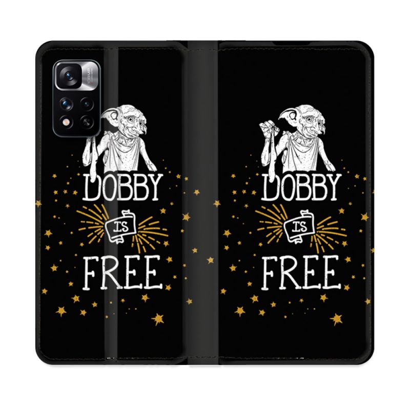 Housse cuir portefeuille Pour Xiaomi Redmi Note 11 Pro / 11 Pro 5G Harry Potter Dobby Free Noir