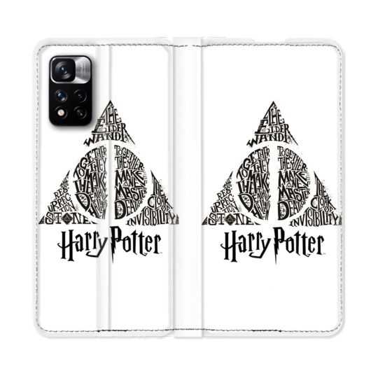 Housse cuir portefeuille Pour Xiaomi Redmi Note 11 Pro / 11 Pro 5G Harry Potter Hollows triangle Blanc