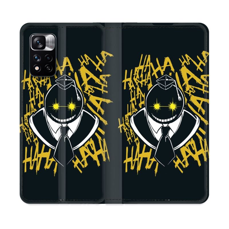 Housse cuir portefeuille Pour Xiaomi Redmi Note 11 Pro / 11 Pro 5G Manga Assassination Classroom Kuro Noir