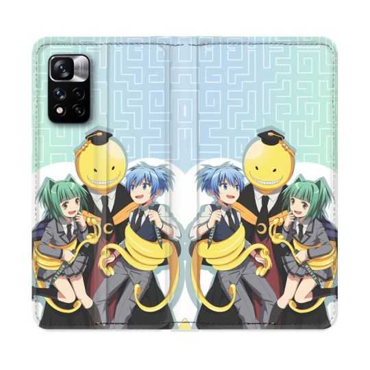 Housse cuir portefeuille Pour Xiaomi Redmi Note 11 Pro / 11 Pro 5G Manga Assassination Classroom Kuro Trio