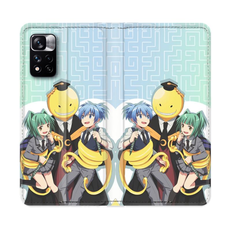 Housse cuir portefeuille Pour Xiaomi Redmi Note 11 Pro / 11 Pro 5G Manga Assassination Classroom Kuro Trio