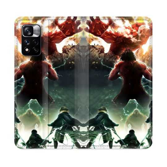 Housse cuir portefeuille Pour Xiaomi Redmi Note 11 Pro / 11 Pro 5G Manga Attaque Titans Combat