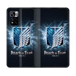 Housse cuir portefeuille Pour Xiaomi Redmi Note 11 Pro / 11 Pro 5G Manga Attaque Titans Noir