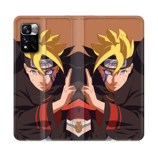 Housse cuir portefeuille Pour Xiaomi Redmi Note 11 Pro / 11 Pro 5G Manga Boruto Signe