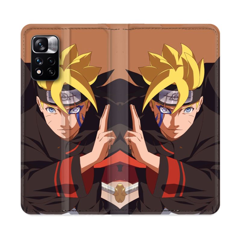 Housse cuir portefeuille Pour Xiaomi Redmi Note 11 Pro / 11 Pro 5G Manga Boruto Signe
