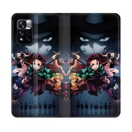Housse cuir portefeuille Pour Xiaomi Redmi Note 11 Pro / 11 Pro 5G Manga Demon Slayer Noir