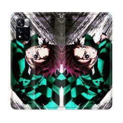 Housse cuir portefeuille Pour Xiaomi Redmi Note 11 Pro / 11 Pro 5G Manga Demon Slayer Tanjiro