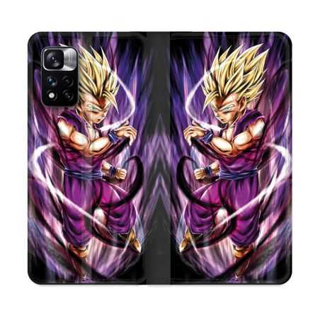 Housse cuir portefeuille Pour Xiaomi Redmi Note 11 Pro / 11 Pro 5G Manga Dragon Ball Sangohan Violet