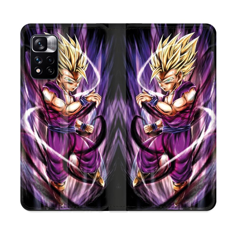 Housse cuir portefeuille Pour Xiaomi Redmi Note 11 Pro / 11 Pro 5G Manga Dragon Ball Sangohan Violet