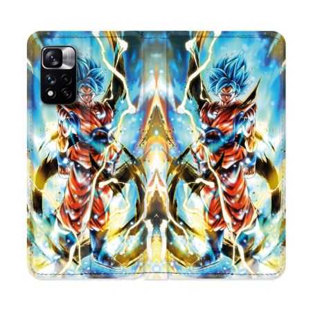 Housse cuir portefeuille Pour Xiaomi Redmi Note 11 Pro / 11 Pro 5G Manga Dragon Ball Sangoku Blanc