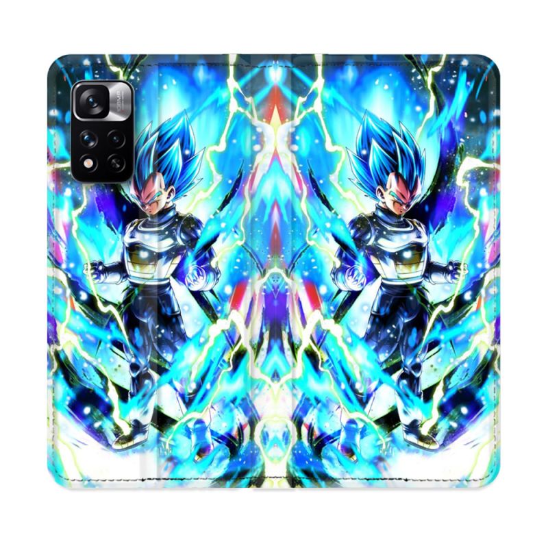 Housse cuir portefeuille Pour Xiaomi Redmi Note 11 Pro / 11 Pro 5G Manga Dragon Ball Vegeta Bleu