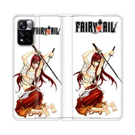 Housse cuir portefeuille Pour Xiaomi Redmi Note 11 Pro / 11 Pro 5G Manga Fairy Tail Erza