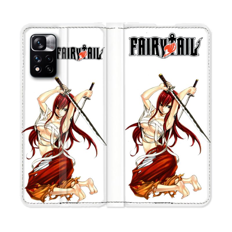 Housse cuir portefeuille Pour Xiaomi Redmi Note 11 Pro / 11 Pro 5G Manga Fairy Tail Erza