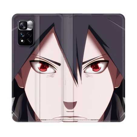 Housse cuir portefeuille Pour Xiaomi Redmi Note 11 Pro / 11 Pro 5G Manga Naruto Sasuke visage
