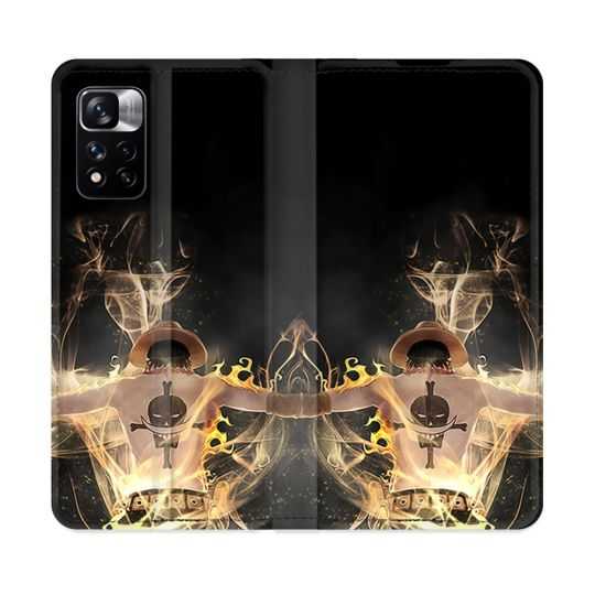 Housse cuir portefeuille Pour Xiaomi Redmi Note 11 Pro / 11 Pro 5G Manga One Piece Ace Noir