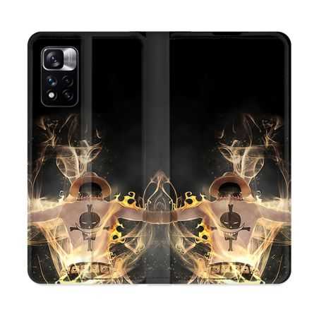 Housse cuir portefeuille Pour Xiaomi Redmi Note 11 Pro / 11 Pro 5G Manga One Piece Ace Noir