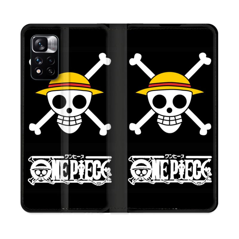 Housse cuir portefeuille Pour Xiaomi Redmi Note 11 Pro / 11 Pro 5G Manga One Piece Tete de Mort