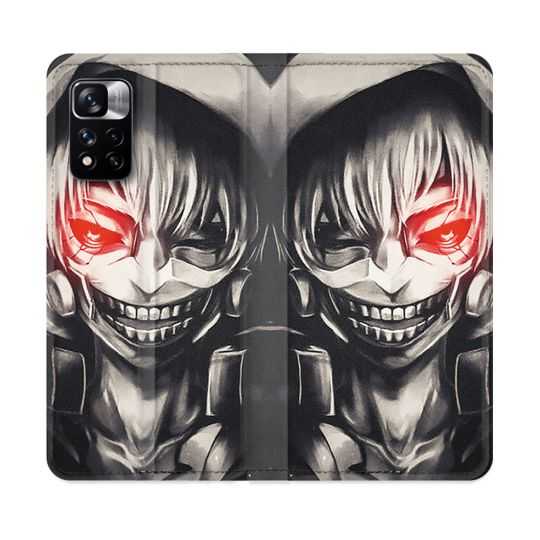 Housse cuir portefeuille Pour Xiaomi Redmi Note 11 Pro / 11 Pro 5G Manga Tokyo Ghoul Kaneki Noir