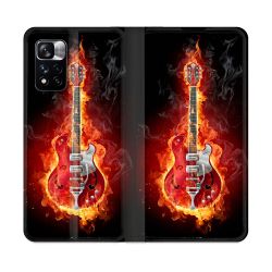 Housse cuir portefeuille Pour Xiaomi Redmi Note 11 Pro / 11 Pro 5G Musique Guitare Electrique
