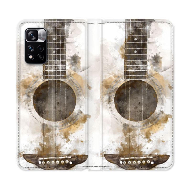 Housse cuir portefeuille Pour Xiaomi Redmi Note 11 Pro / 11 Pro 5G Musique Guitare Tag