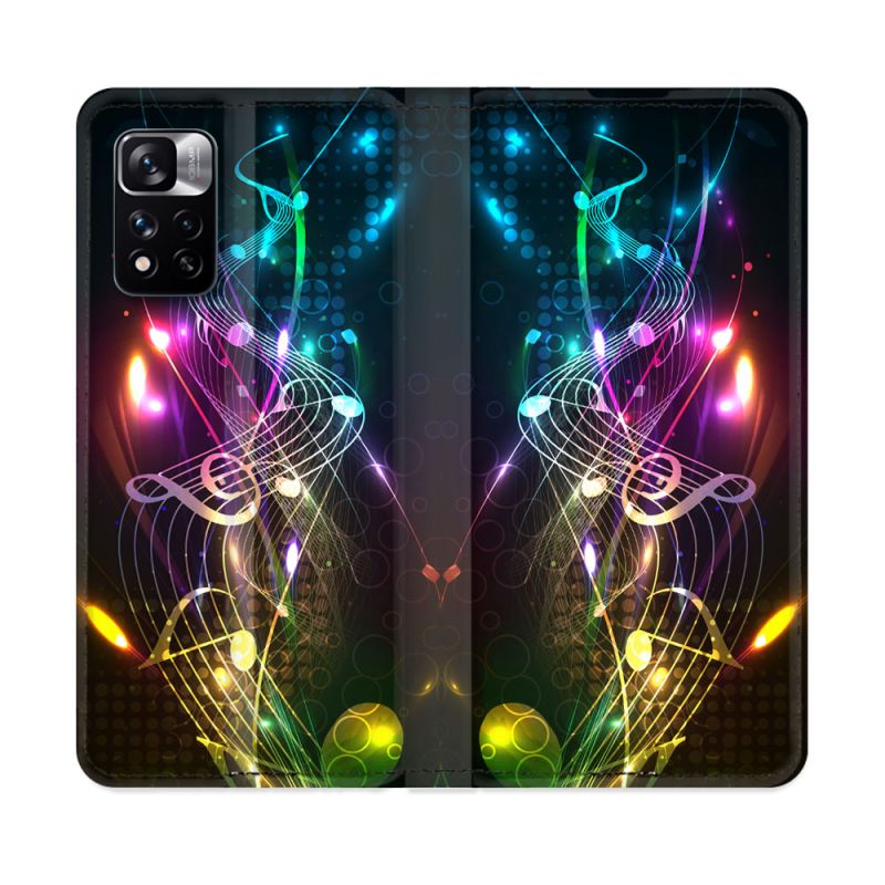 Housse cuir portefeuille Pour Xiaomi Redmi Note 11 Pro / 11 Pro 5G Musique Partition Multicolore
