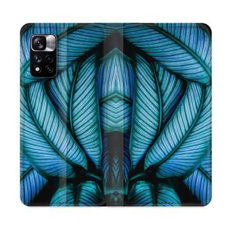 Housse cuir portefeuille Pour Xiaomi Redmi Note 11 Pro / 11 Pro 5G Nature Feuille Palmier