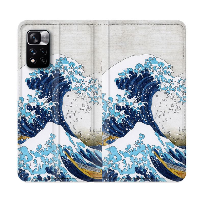 Housse cuir portefeuille Pour Xiaomi Redmi Note 11 Pro / 11 Pro 5G Peinture La Grande Vague